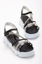 High Sole Girl's Sandal, Velcro Stone Sandal - 3