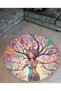 Mira Round Multicolor Woman and Tree of Life Detailed Weaving Base Modern Decorative Carpet 5577 - 3