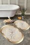 Non-Slip Base Washable Dust Stain Resistant 2-Piece Oval Toilet Bathroom Mat Set