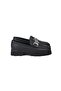 Women's Black Genuine Leather Loafer Shoes - 5