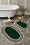 Non-Slip Base Washable Dust Stain Resistant 2-Piece Oval Toilet Bathroom Mat Set