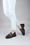 Women's Black Genuine Leather Loafer Shoes - 2