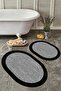 Non-Slip Base Washable Dust Stain Resistant 2-Piece Oval Toilet Bathroom Mat Set