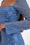 Front Back Square Neck Back Tie Detail Long Sleeve Mini Dress - 6