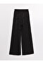 New Black Elastic Waist Comfortable Patterned Women's Trousers - 7