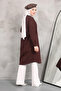 Women's Brown Long Sleeve Collar Buttoned Long Hijab Tunic - 4