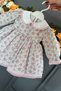 Baby Collar Lace Detailed Floral Patterned Gray Baby Girl Dress - 2
