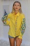 Yellow Shirt Collar, Balloon Sleeves, Buttoned Collar and Sleeves, Embroidered Woven Casual Blouse - 5