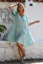 Mint Italian RuFFled Pool Collar Casual Dress - RuFFled Sleeve Skirt