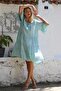 Mint Italian RuFFled Pool Collar Casual Dress - RuFFled Sleeve Skirt - 2