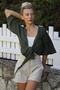 Organic Cotton Khaki 3/4 Sleeve Tieable Washable Woven Casual Muslin Kimono Jacket - 3