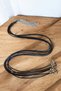Black Color 56 cm Leather Rubber Look Leather Rope Necklace Steel Chain Extension Necklace - 3