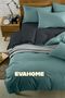 Petrol-Anthracite Double Sided Cotton Luxury Duvet Cover Set, Bed Sheet and 2 Pillowcases - 2