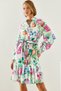Women's Multi-Colored Skirt Pleated Belted Floral Patterned Dress 2242 60251713
