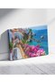 Combination of Magnificent Sea Scenery with Pink Flowers Decorative Canvas Painting - 3