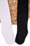 Girl's black and white colorful combed cotton 2-pack tights - 5