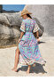 Floral Print V Neck Maxi Dress with Side Slit - 5