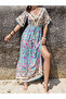 Floral Print V Neck Maxi Dress with Side Slit - 6