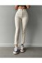 Cream Mom Jeans Lycra High Waist Cream Mom Jeans Extra Stretchy - 2