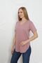 Cotton Women's Powder V-Neck Slit T-Shirt