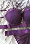 Mussel Model Satin Stripe Padded Bra Panty Set - Bralet and Panty Set - 3