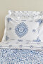 Ida Blue 100% Cotton Double Duvet Cover Set - 4