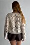 Women's Beige Standard Size Buttoned Crochet Lace Jacket - 4