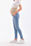 Blue Maternity Jeans with Stretchy Abdominal Band Adjustable Waist - 2