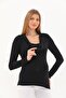 Black Pregnant & Maternity Breastfeeding Degaje Collar Blouse - 3
