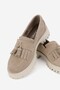 Women's Beige Suede Genuine Natural Leather Tassel Loafers Size 36-41 - 5