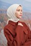 وشاح قطني بنمط مونوغرام - كريمي - 3