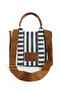 Women's Striped Linen Tote - Zippered, Arm and Shoulder Bag - 2