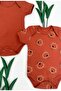 2-Piece Cotton Short Sleeve Snap Fastener Baby Bodysuit Set Ribbed Fabric Hedgehog Cinnamon - 5