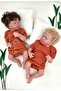 2-Piece Cotton Short Sleeve Snap Fastener Baby Bodysuit Set Ribbed Fabric Hedgehog Cinnamon - 3