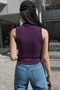 Women's Black Camisole Sleeveless High Neck Body Blouse - 2