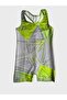 Girls' Grey and Green Striped pattern Swimsuit
