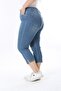 Women's Plus Size Denim Capri Pants with Slits (Pocket Embroidery Detail) - 4