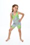 Girls' Grey and Green Striped pattern Swimsuit - 2