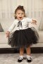 Girl's Peter Pan Collar Long Sleeve Lined Tulle Dress - 6