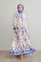 Mixed Ethnic Pattern Blue Viscose Dress - 4