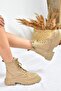 Beige Suede Thick Soled Daily Women's Boots L380500402