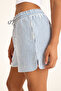 100% Cotton Pocket Comfortable Fit Blue Striped Women's Summer Shorts - 4
