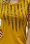 Leopard Crystal Stone Short Sleeve Crew Neck Large Size Plus Size Stylish Cotton Mustard Women's T-Shirt - 4