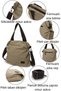 5110 Lara Women's Cream Light Brown 100% Cotton Canvas Fabric Casual Daily Cross Shoulder Tote Hand Bag - 5