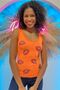 Slim Fit / Slim Fit Crystal Stone Lip Printed Cotton Sleeveless Women's Athlete - 3