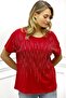 Loose Cut Crew Neck Plus Size Crystal Stone Women's T-shirt - 4