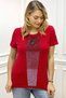 Crew Neck Crystal Stone Large Size Plus Size Cotton Stylish Comfortable Red Women's T-shirt