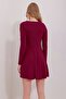 Women's Violet Asymmetrical Collar Draped Sandy Flared Dress ALC-X11496 - 4