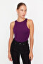 Plum Halter Neck Body Fitting Flexible Snap Knitted Body TWOSS20BD0044 - 3