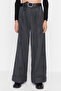 Antrasit Wide Leg/Geniş Paça Yüksek Bel Dokuma Pantolon TWOAW23PL00302 - 8